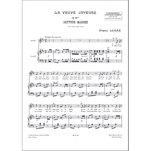 Veuve Joyeuse no. 9 bis Septuor-Marche : pour chant &amp; piano